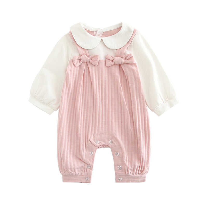 Baby Girl's Sweet Peony Bow Romper