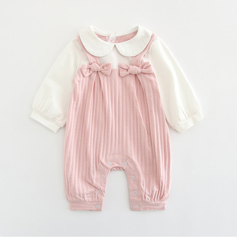 Baby Girl's Sweet Peony Bow Romper