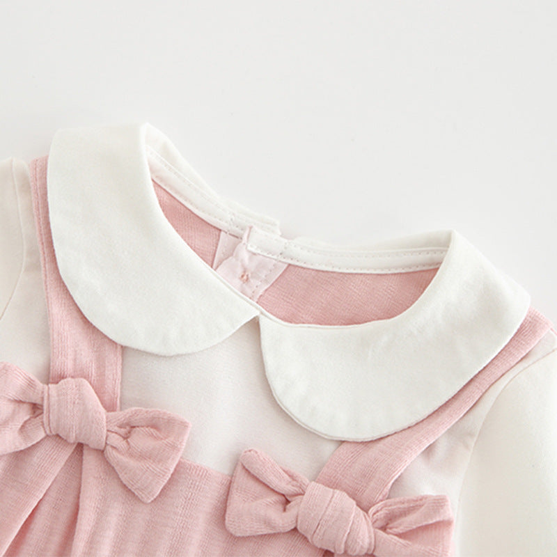 Baby Girl's Sweet Peony Bow Romper