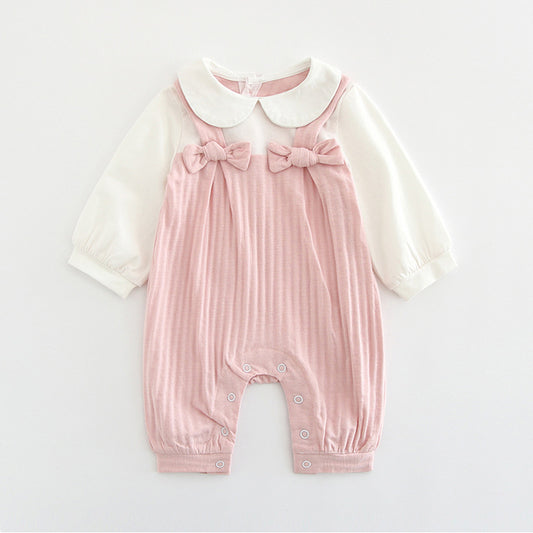 Baby Girl's Sweet Peony Bow Romper